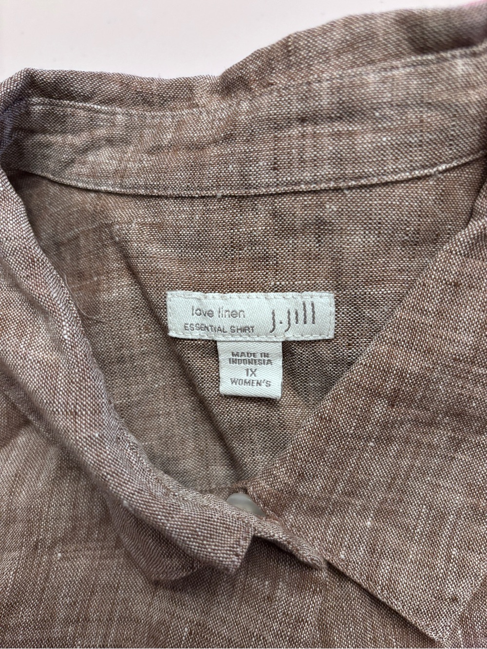 J Jill Button Down Size XL Slub Love Linen Lagenlook Oversized Essential Shirt - Picture 8 of 10